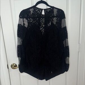 NWT Elegant Black Lace Women's Romper Blessed are the meek size 2